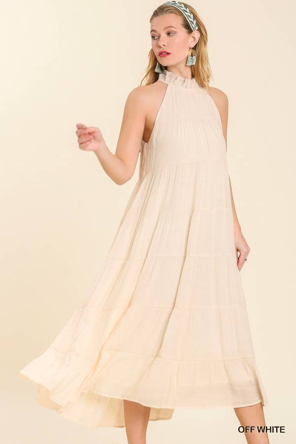 Halter Neck Tiered Maxi Dress