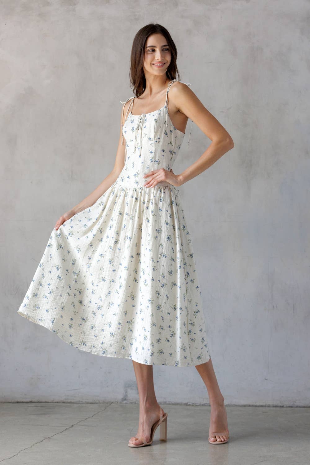 Sand Blue Floral Midi Dress