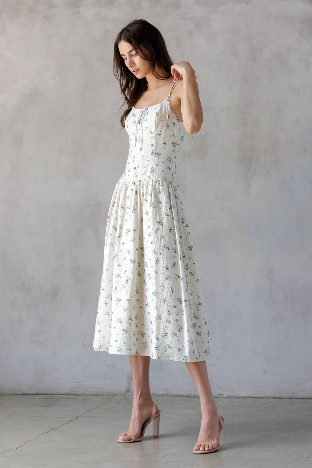 Sand Blue Floral Midi Dress