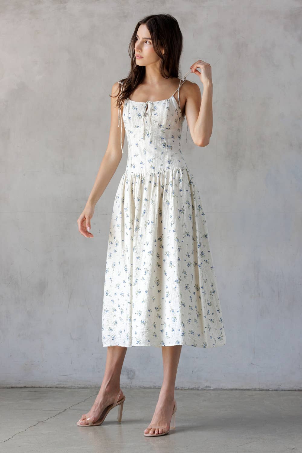 Sand Blue Floral Midi Dress