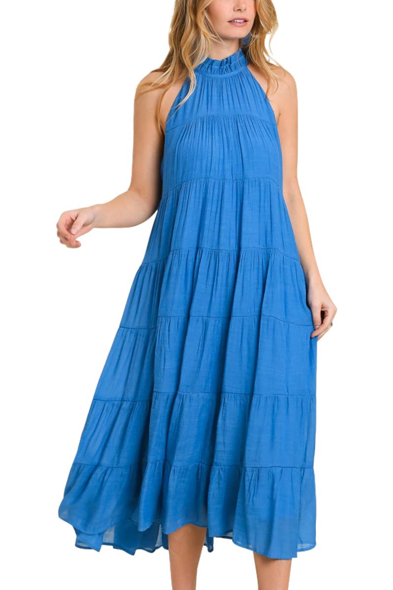 Halter Neck Tiered Maxi Dress