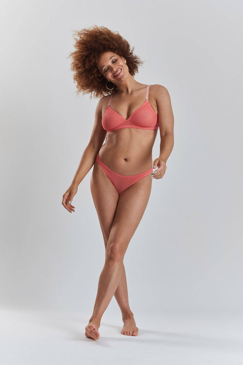 Anthelia recycled-tulle soft bralette - Canyon Peach