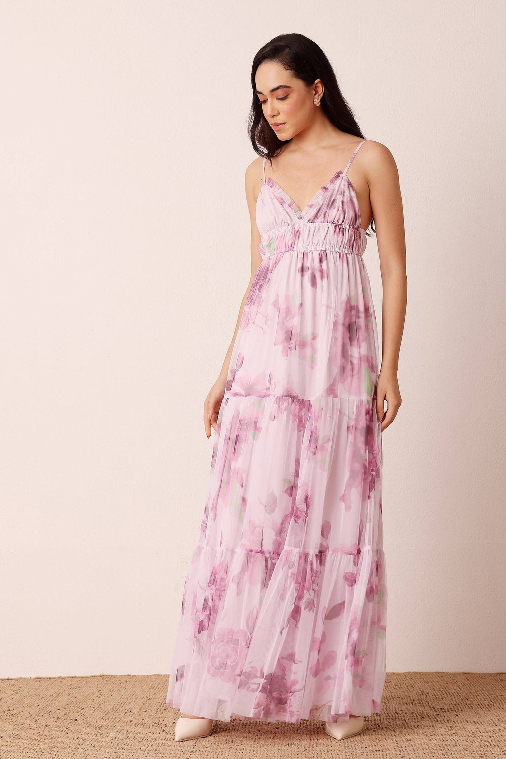 Nemy Maxi Dress in Purple Floral