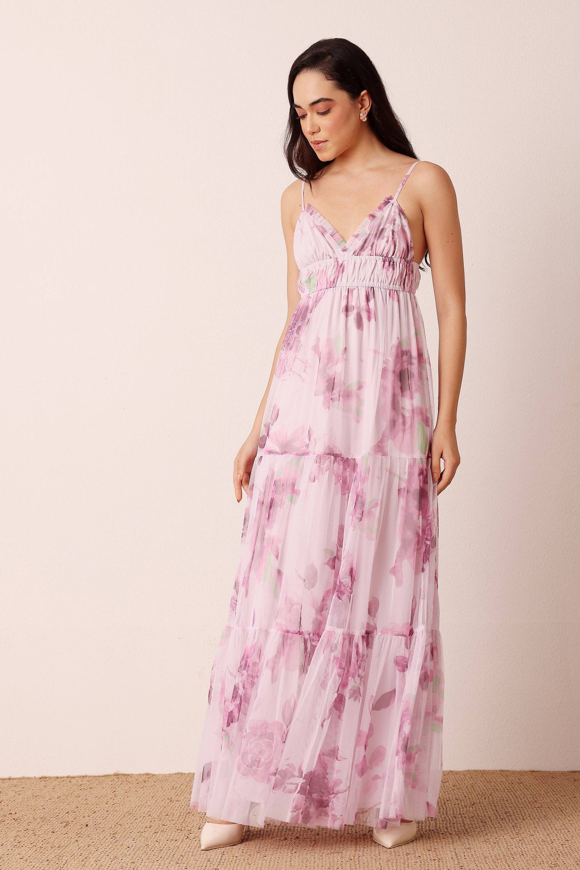 Nemy Maxi Dress in Purple Floral