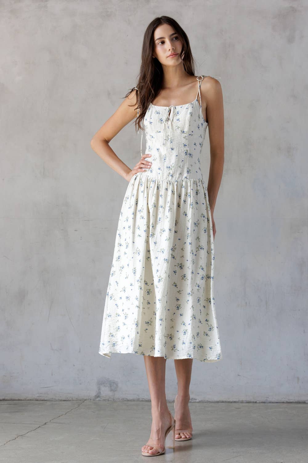 Sand Blue Floral Midi Dress