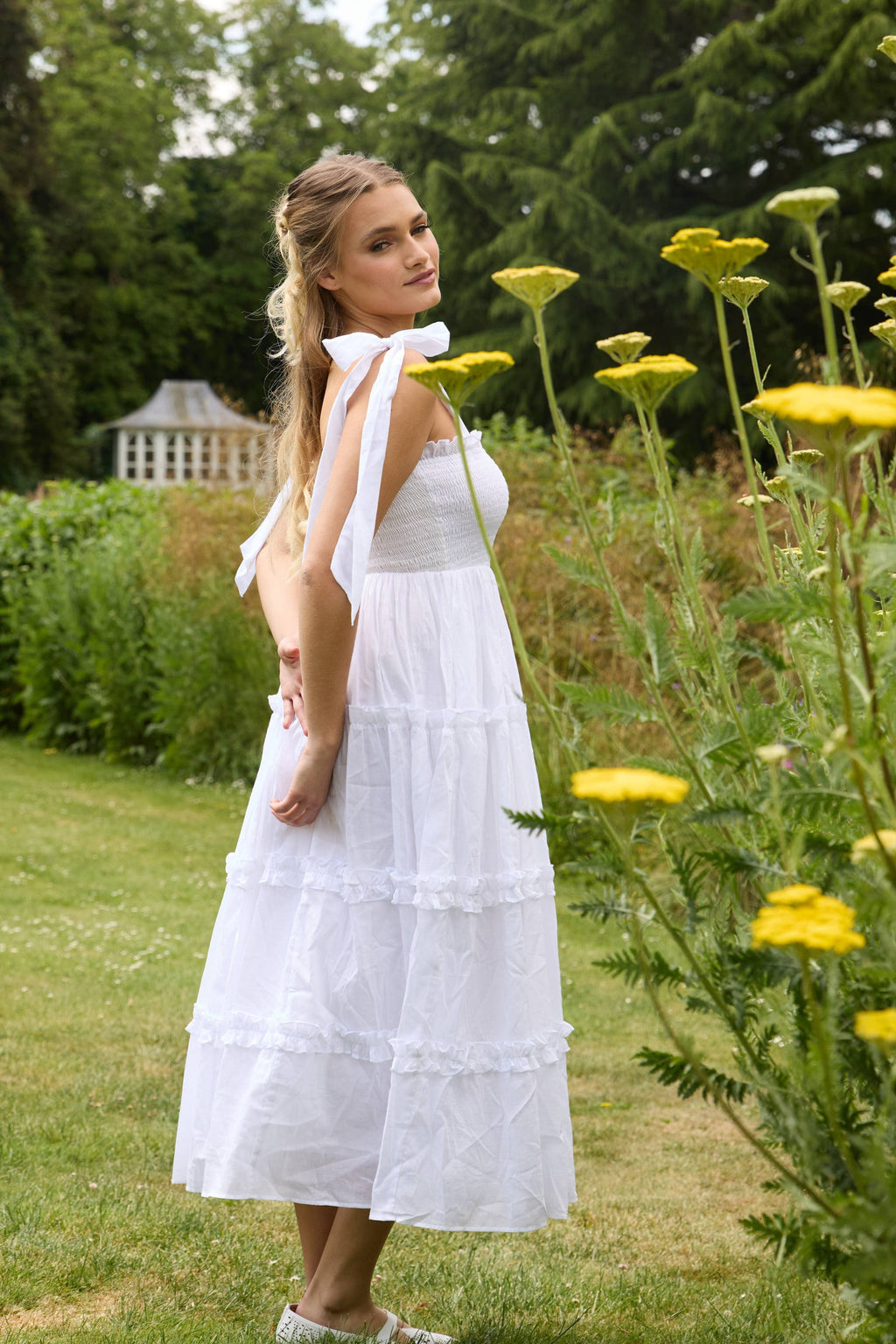 Louise Cotton Midi Dress in White