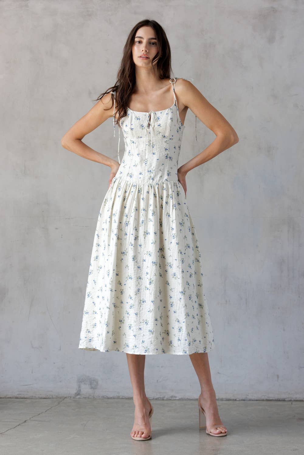 Sand Blue Floral Midi Dress