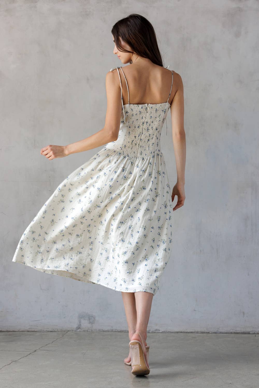 Sand Blue Floral Midi Dress