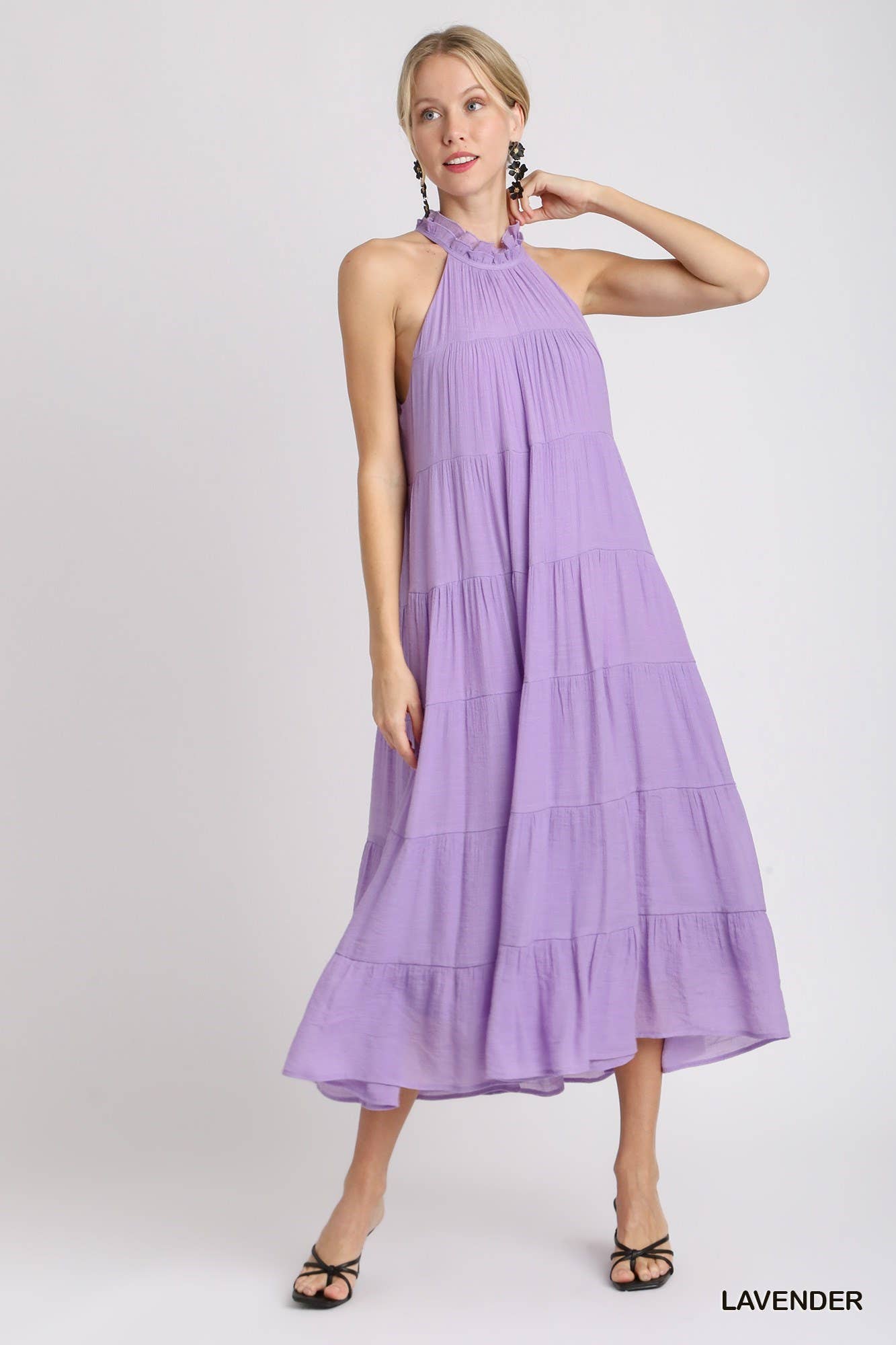 Halter Neck Tiered Maxi Dress