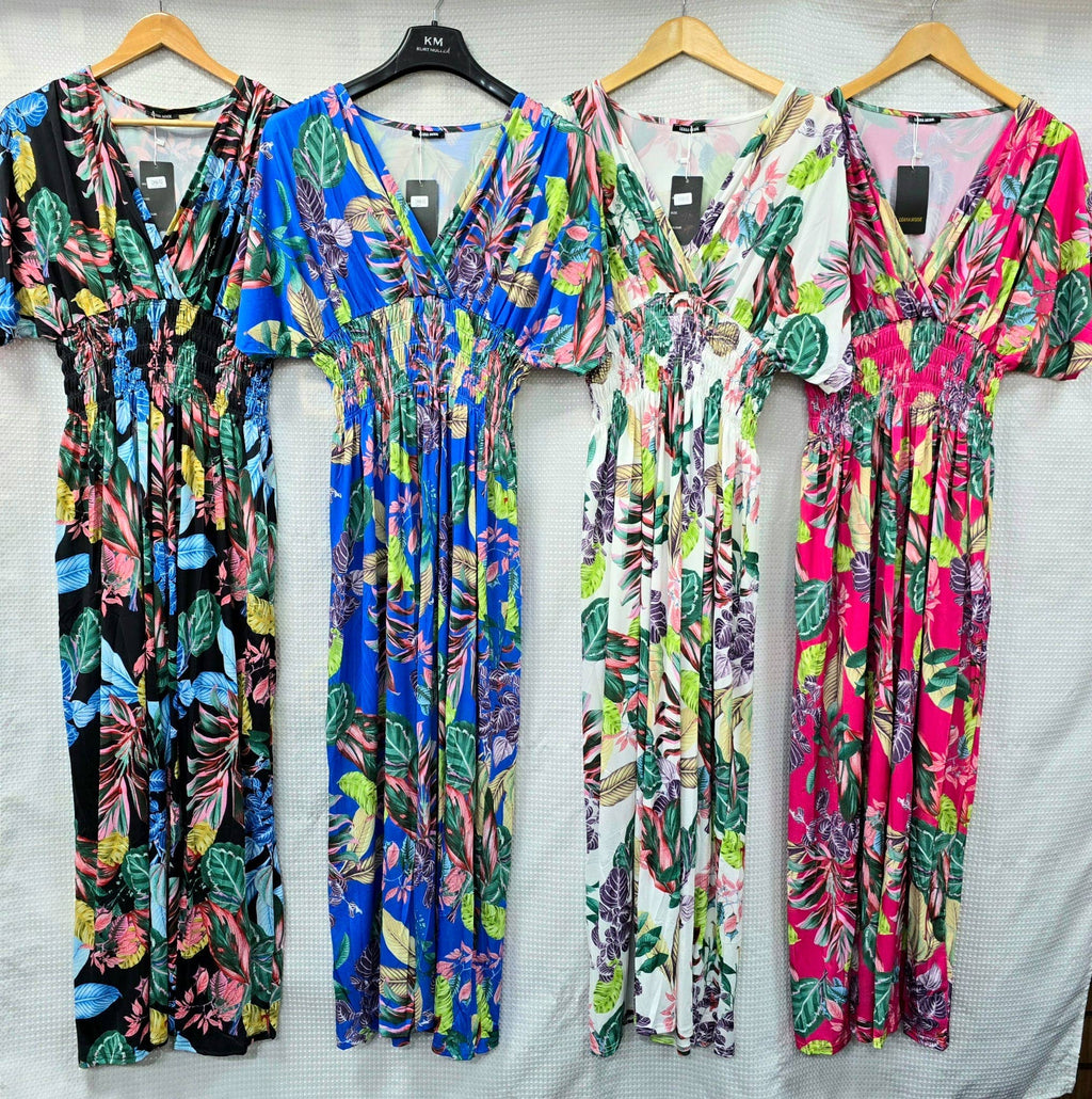 Tropical Palms Slinky Maxi Dress