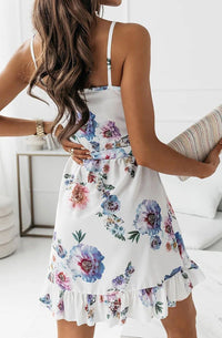 Floral Wrap Frill Chiffon Dress
