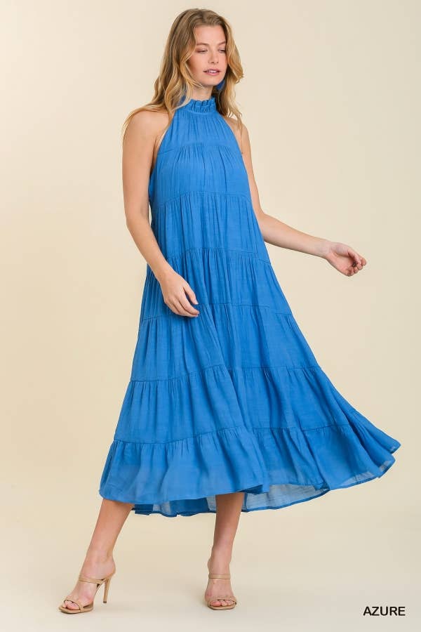 Halter Neck Tiered Maxi Dress