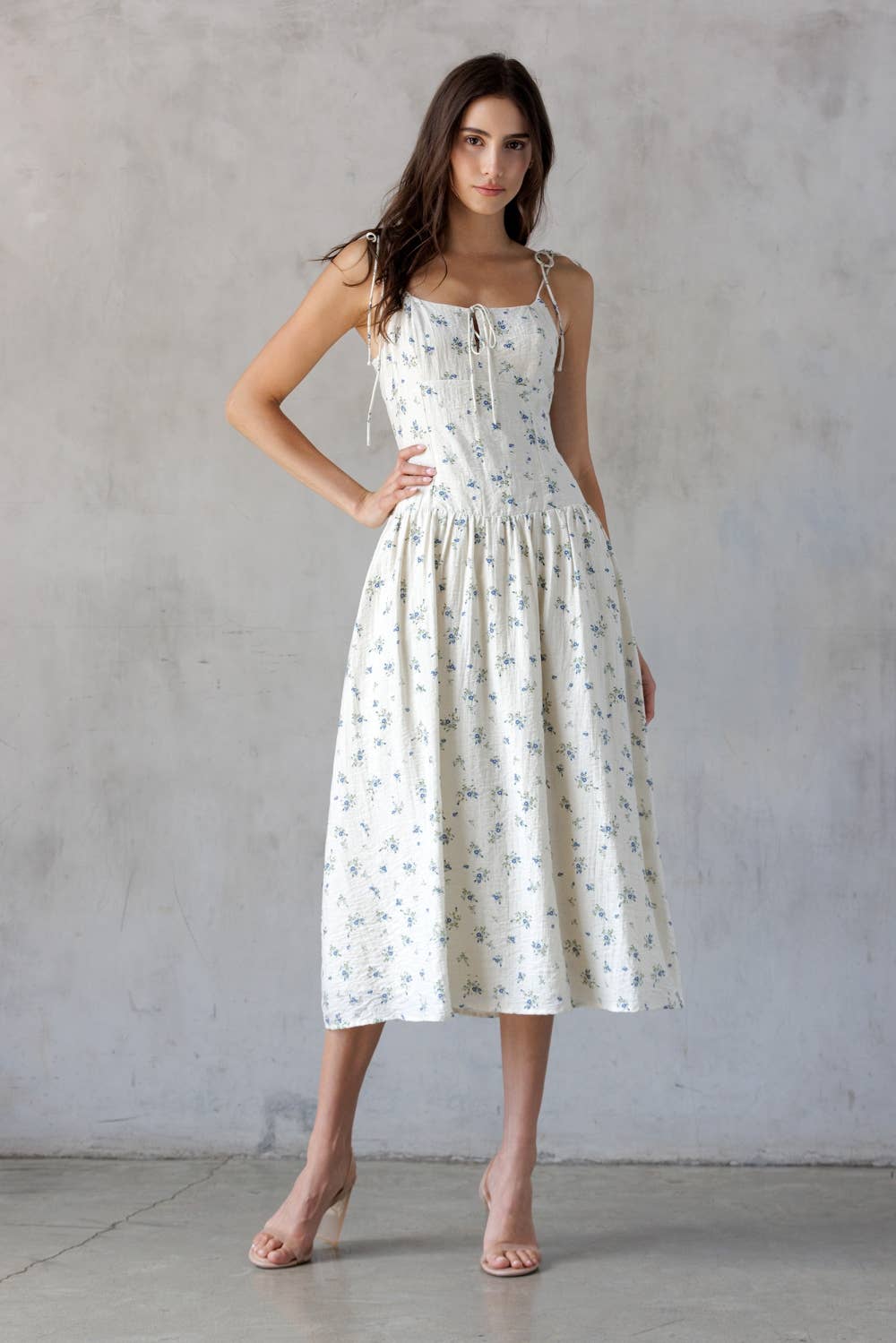 Sand Blue Floral Midi Dress