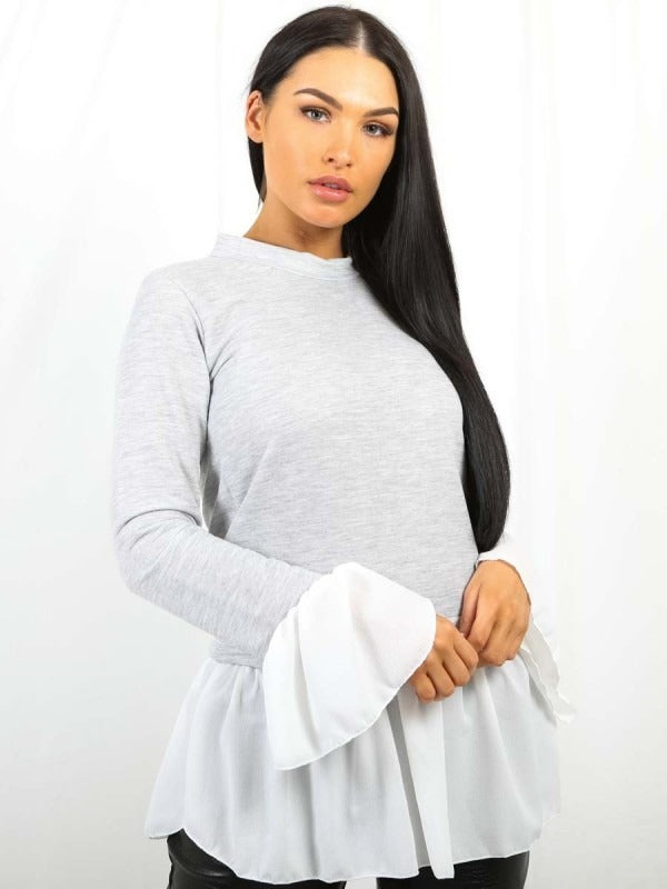 Contrast Hem Shirt Detail Top