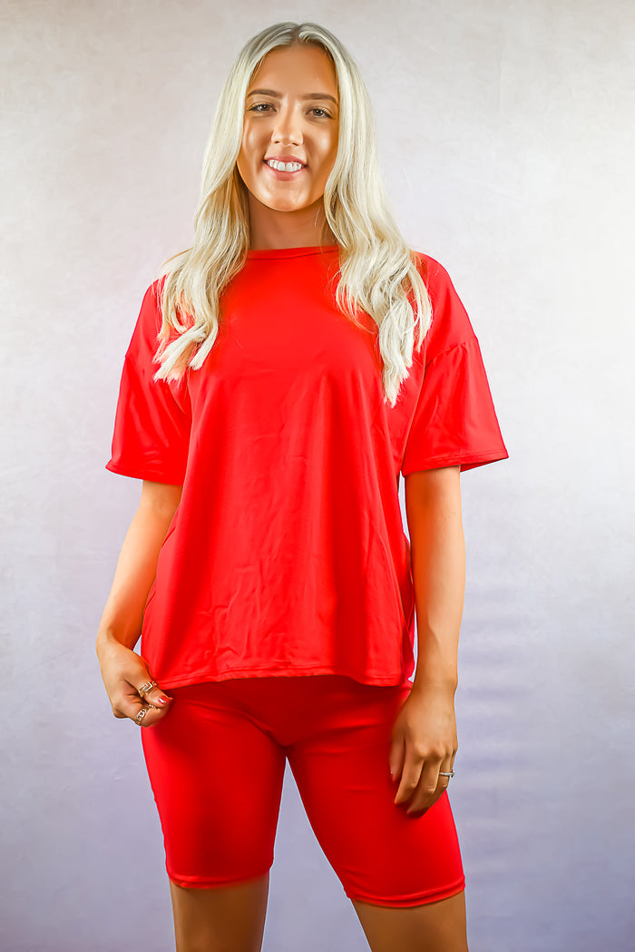 Round Neck Cycling Shorts Lounge-wear Set