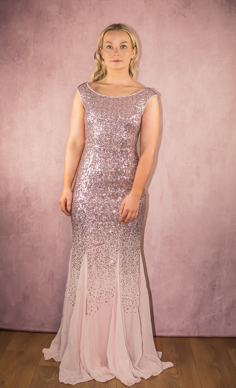 Sequin And Chiffon Maxi Dress