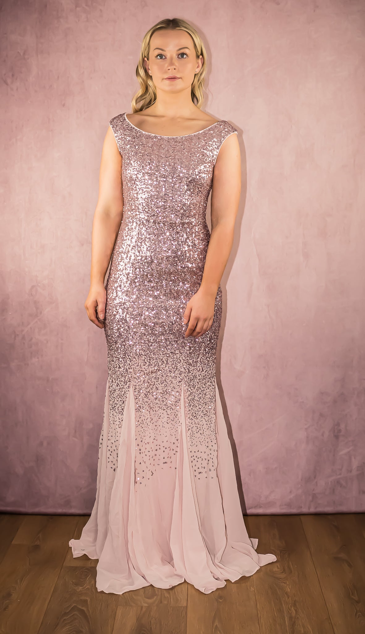 Sequin And Chiffon Maxi Dress