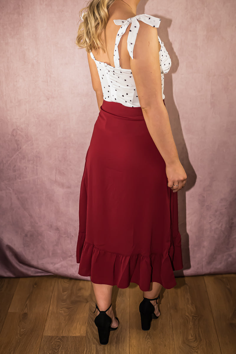 Frill Midi Wrap Skirt