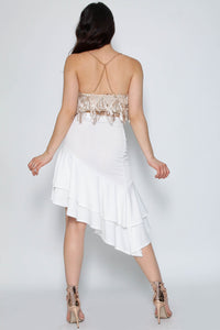 Ruffle Asymmetric Midi Skirt