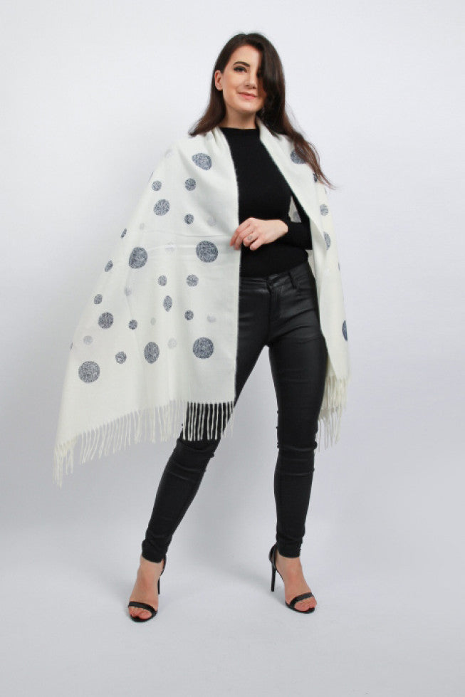 Polka Dot Tassel Poncho Shawl