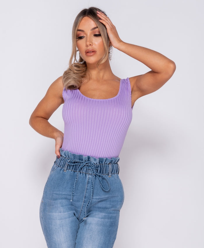Rib Knit Scoop Neck Bodysuit