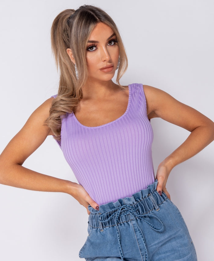 Rib Knit Scoop Neck Bodysuit