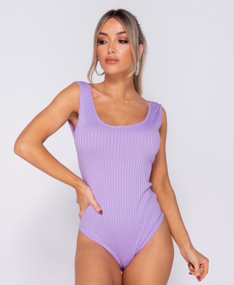 Rib Knit Scoop Neck Bodysuit